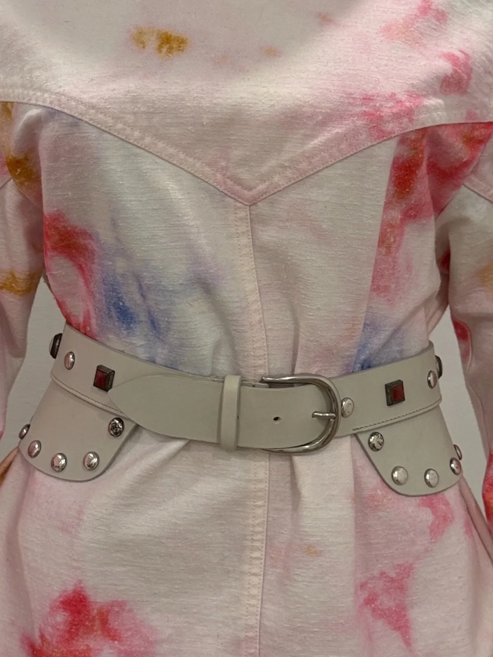 Isabel Marant Ivory Studded Leather Corset Waist Belt Size M NEW